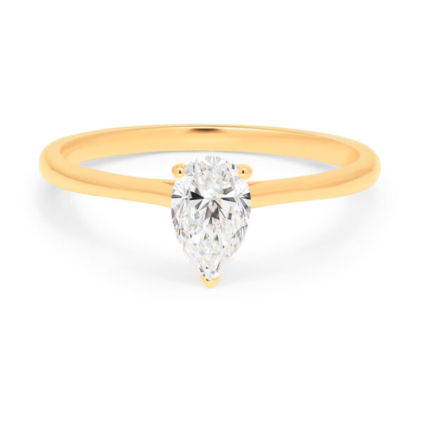 Laboratorio timanttisormus pisara timantti keltakulta