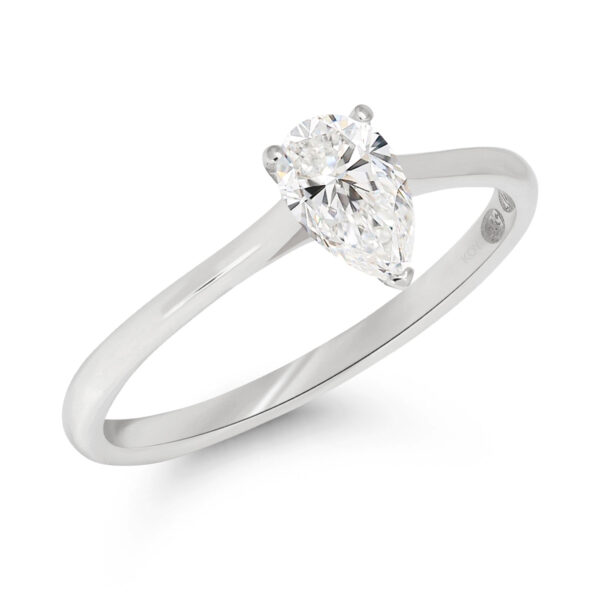 14k valkokulta timanttisormus pisara laboratoriotimantilla