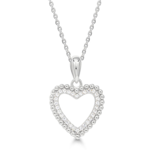 Beat of Love -sydänkaulakoru hopeaa zirkoneilla 40-45cm