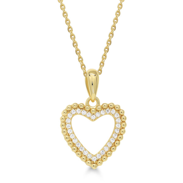 Beat of Love hopeakaulakoru avosydän zirkoneilla kullattu