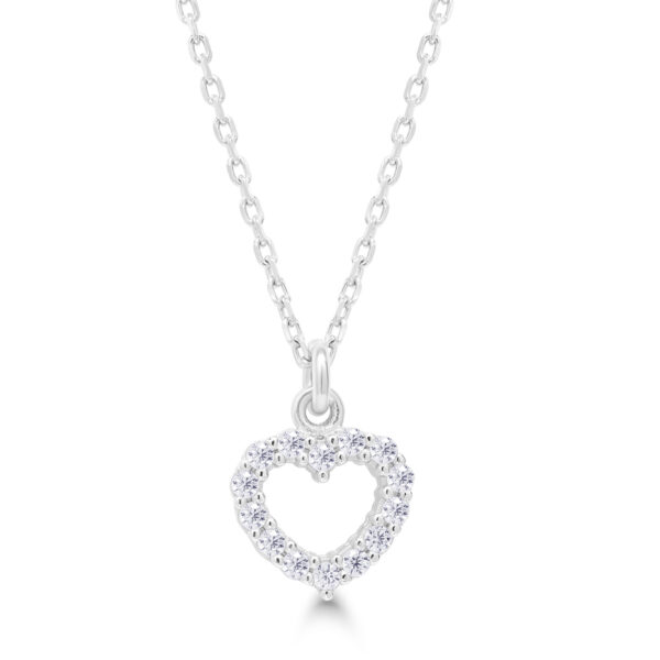 Hopeinen kaulakoru pieni avosydän zirkoneilla
