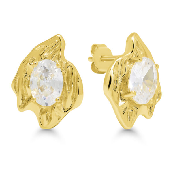 Hopeakorvakorut iso zirkoni kullattu