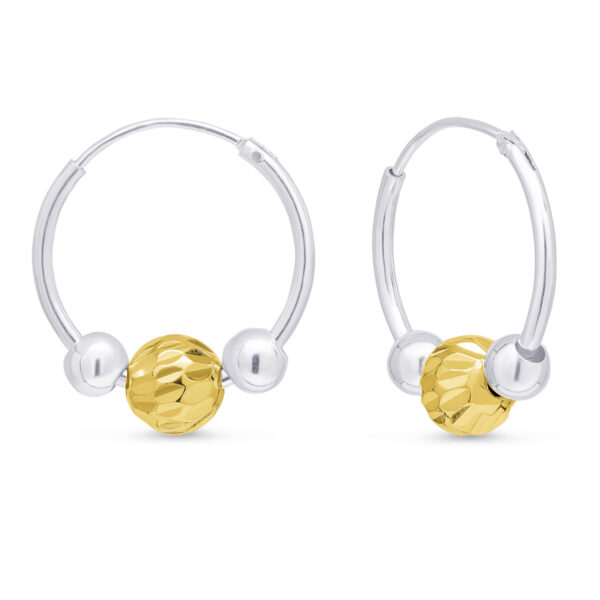 Kaksiväriset putkirengaskorvakorut palloilla, timanttileikkaus