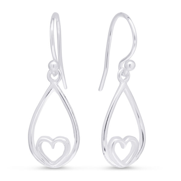 Koukkukorvakorut pisara ja sydän