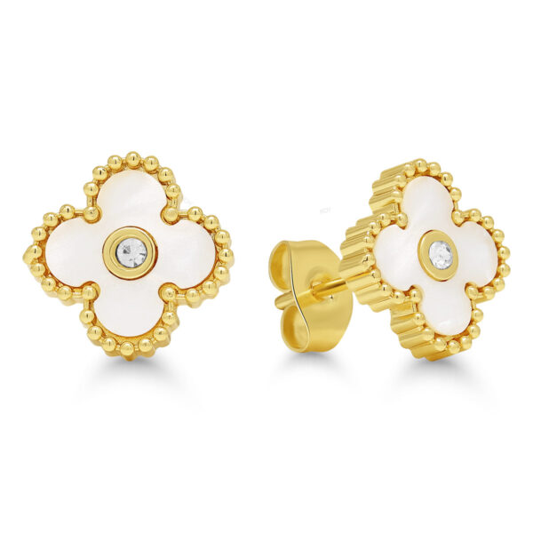 Teräskorvakorut kukka helmiäinen zirkoni