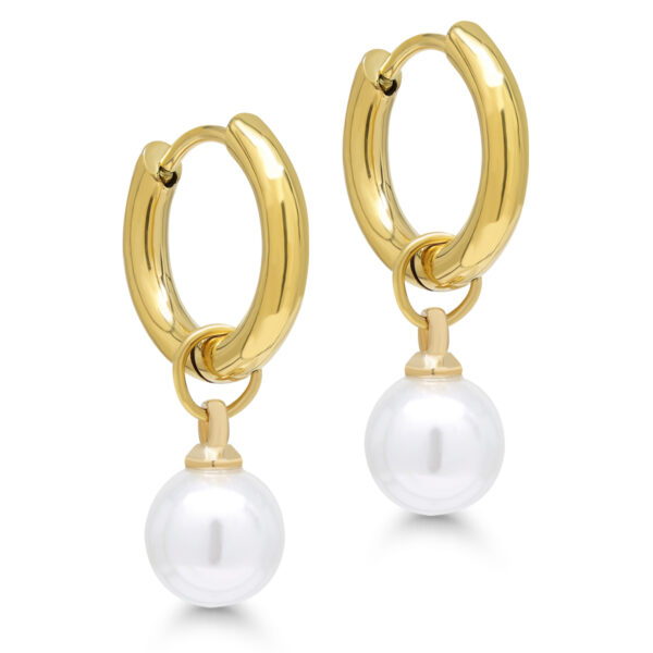 Teräskorvakorut roikkuva helmi kullattu