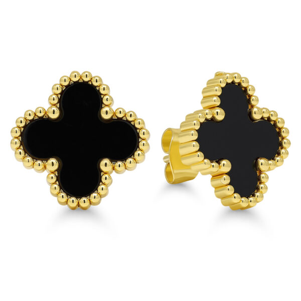 Teräskorvakorut kullattu musta kukka