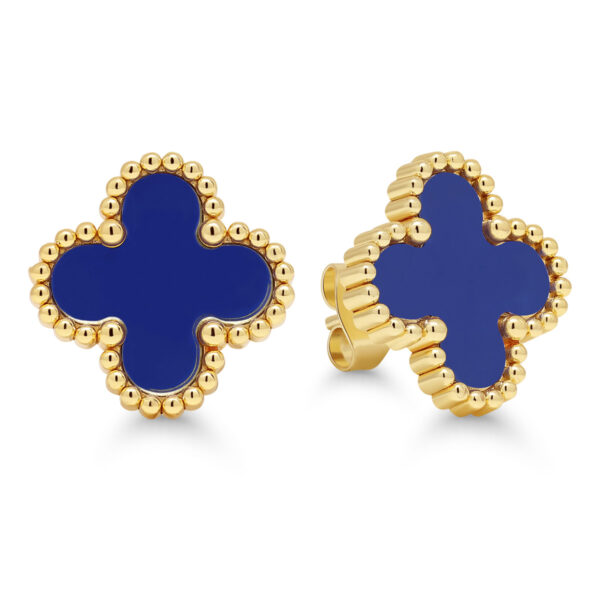 Kullatut teräskorvakorut sininen kukka