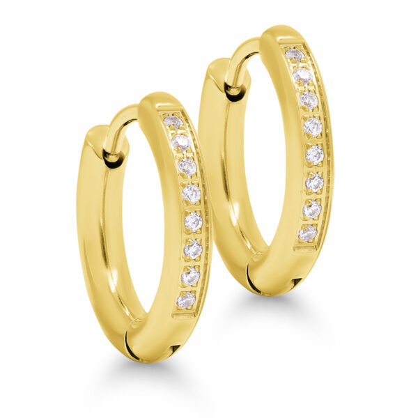 Teräskorvarenkaat kullattu zirkoneilla