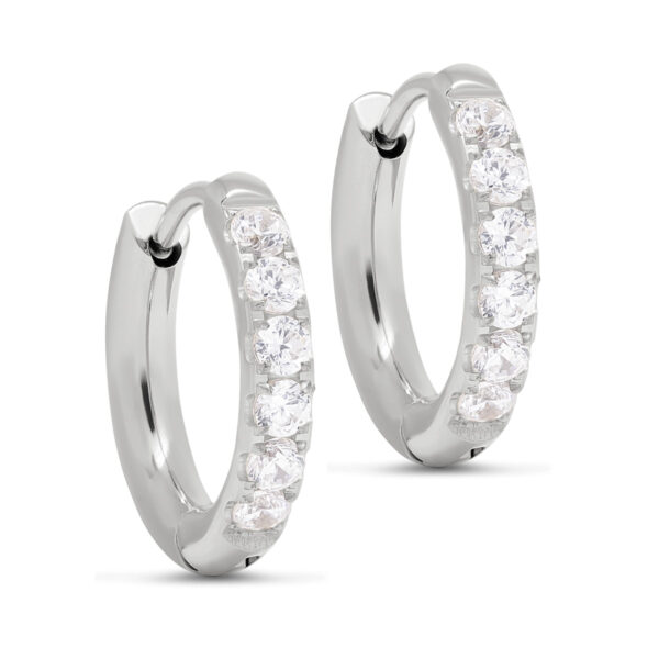 Teräskorvakorut rengas zirkoneilla