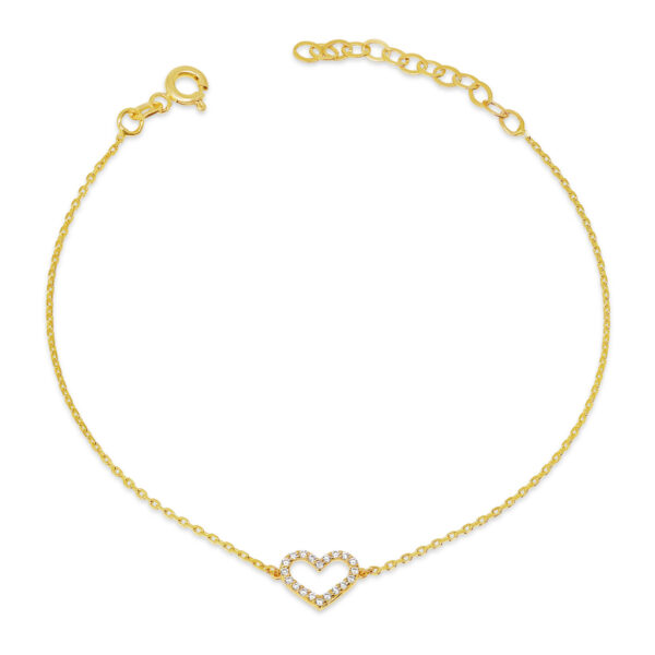Sydänranneketju zirkoneilla 9K kultaa