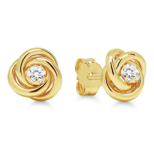 Kultakorvakorut solmu zirkonilla 9K keltakultaa