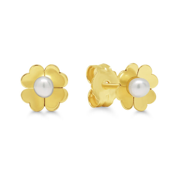 Kultakorvakorut kukka helmellä 9K keltakultaa