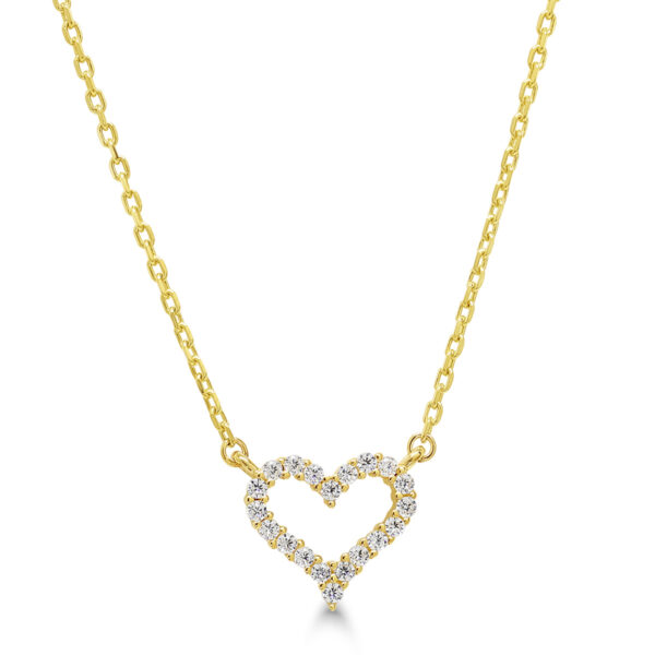 Kultainen sydänkaulakoru zirkoneilla 9K keltakultaa