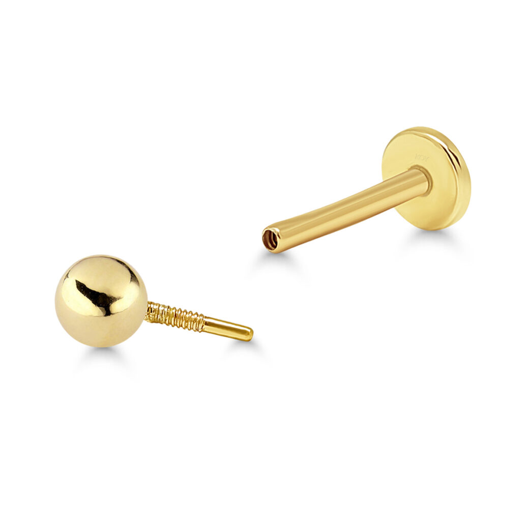 9K keltakultainen labret lävistyskoru pallolla - Image 2