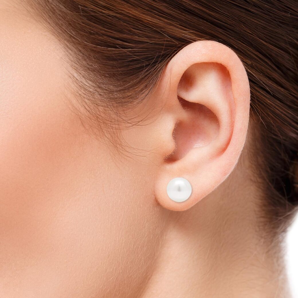 14K kultakorvakorut 10mm valkoisilla helmillä - Image 2