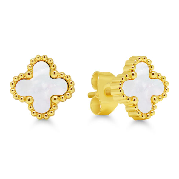 Teräskorvakorut kukka helmiäinen 9,4mm