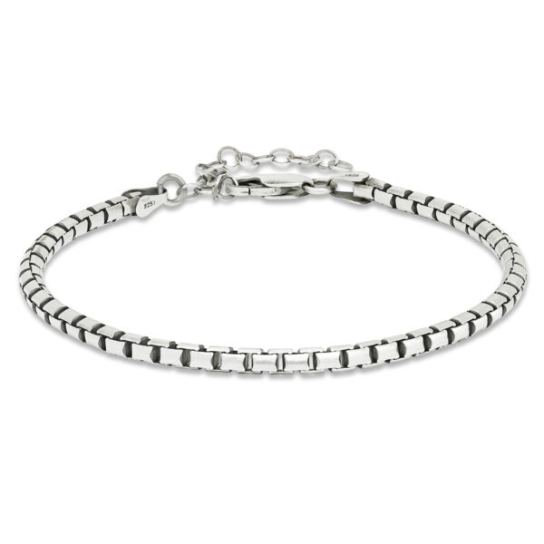 Oksidoitu hopearanneketju pyöristetty venetsia 18+4cm