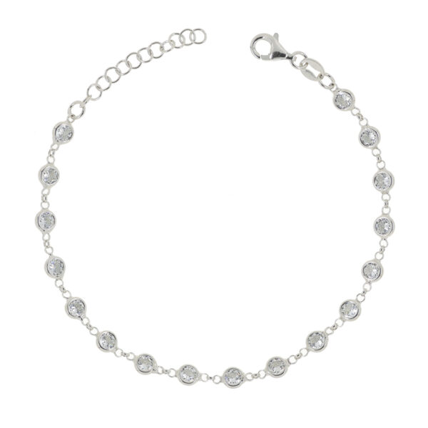 Hopearannekoru kirkkailla zirkoneilla 17+3cm