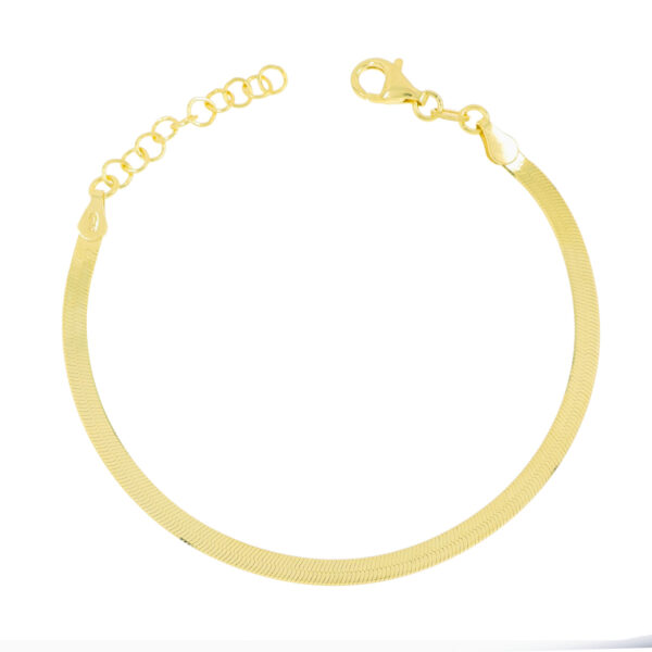 Litistetty ranneketju kullattua hopeaa 17+3cm