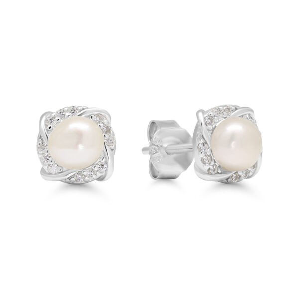 Hopeakorvakorut helmellä ja zirkoneilla