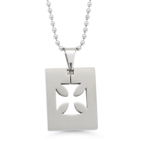 Teräslaatta ristillä kaulakoru