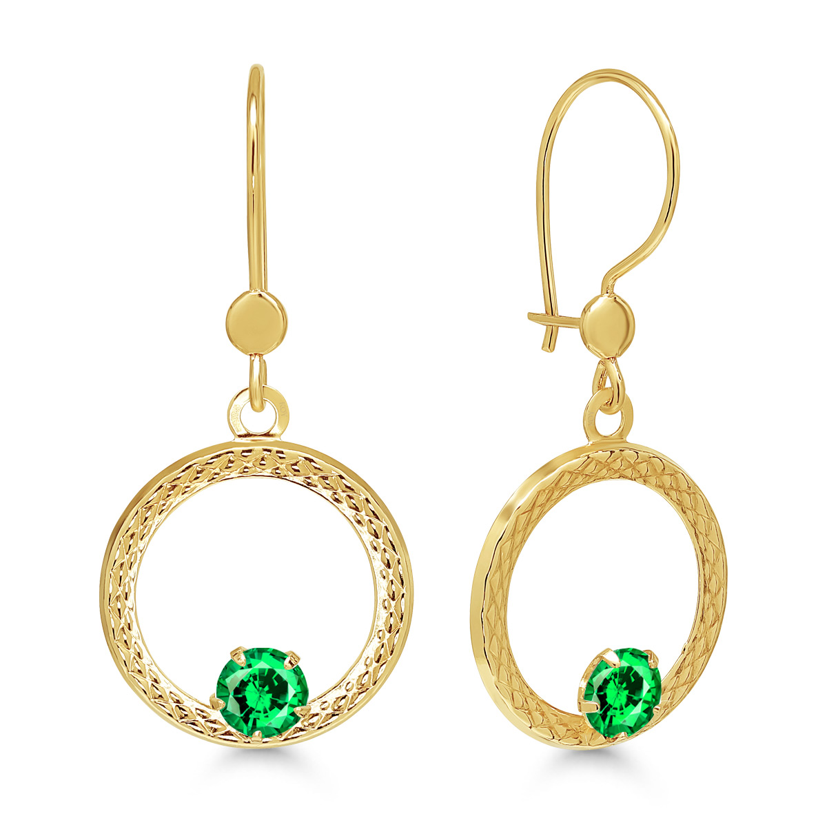 Roikkuvat kultakorvakorut avoympyrä vihreillä zirkoneilla 13,5mm (Kopio)