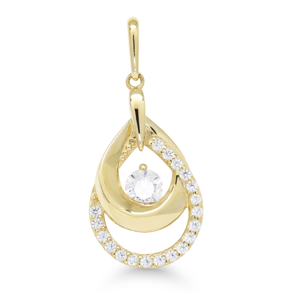 Näyttävä keltakultariipus zirkoneilla