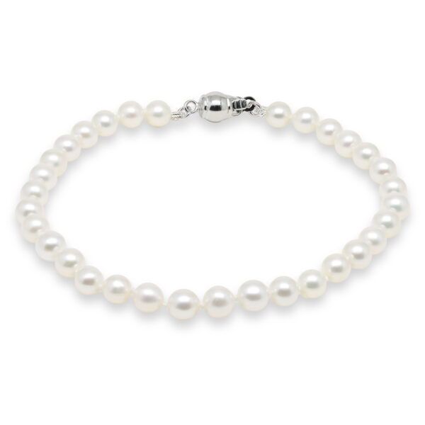 Helmiranne 5-5½mm AAA valkoinen hopealukolla