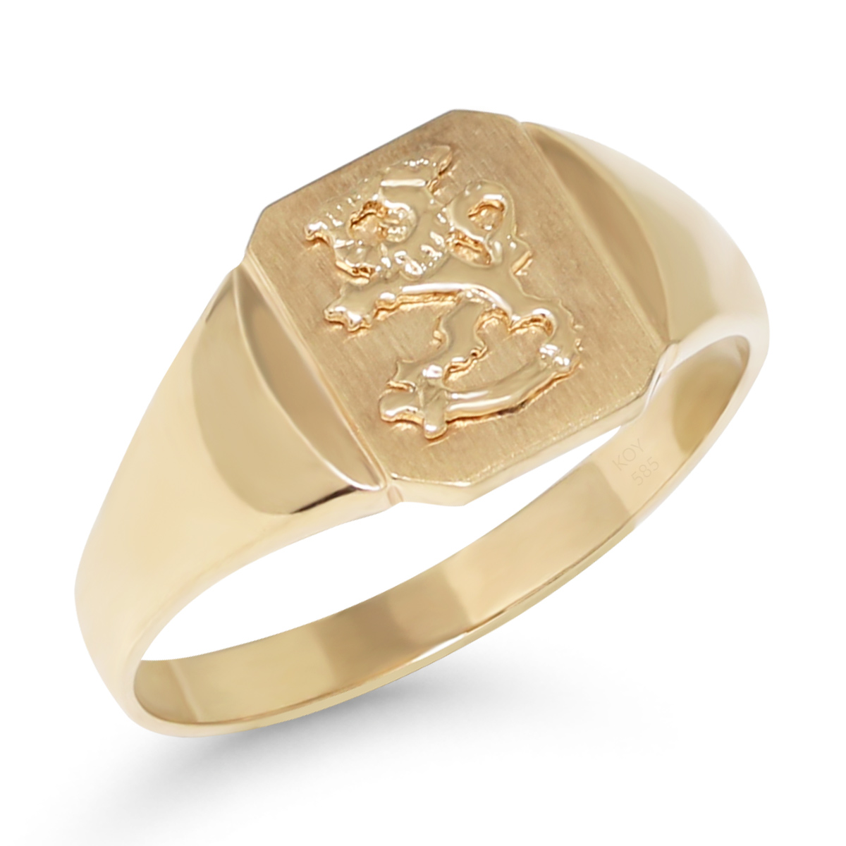 Kantasormus Suomi Leijona kuviolla 14k kultaa