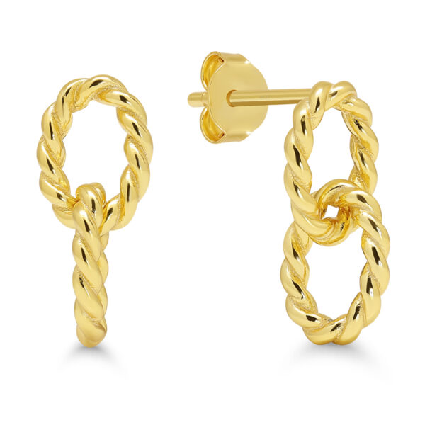 Pyöritetyt hopearengas korvakorut kullattu