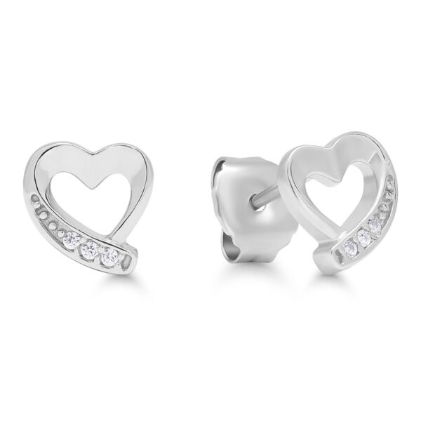 Hopeakorvakorut sydän kirkkailla zirkoneilla