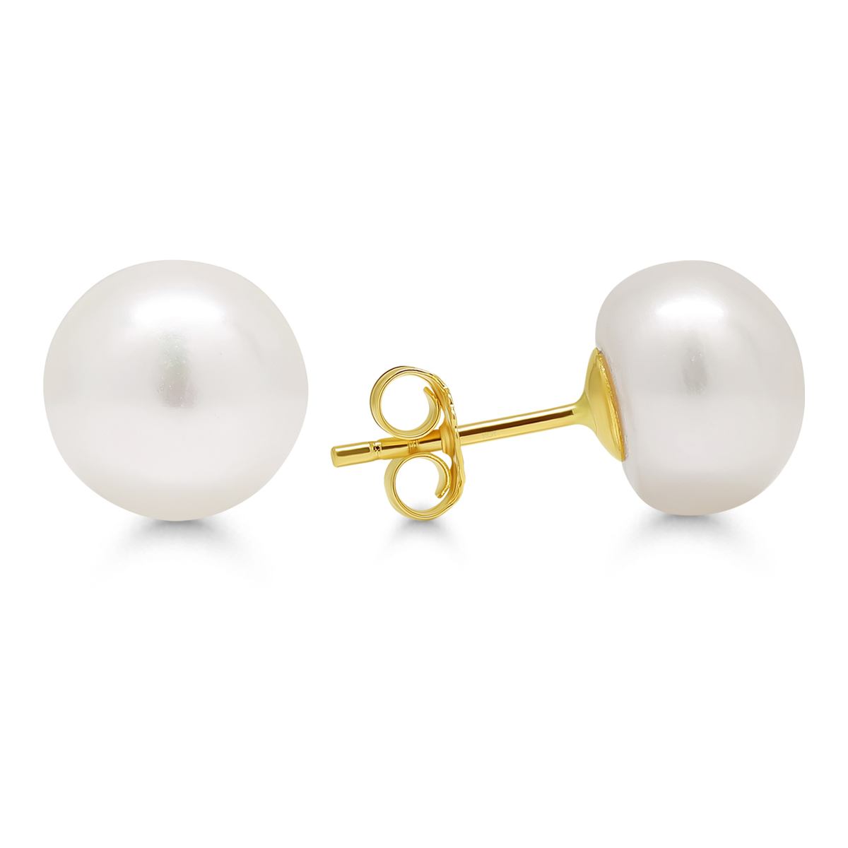 Helmikorvakorut keltakultaa 8,5mm valkoisella helmellä - Image 2